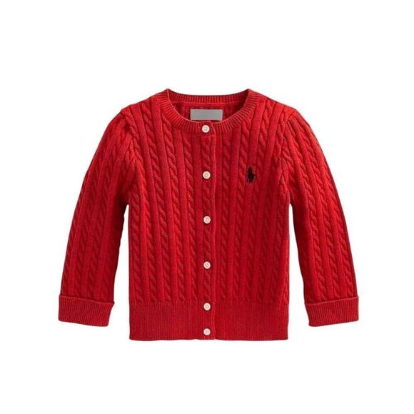 Polo Ralph Lauren Girls Cable Knit Cardigan Sweater Free Bow Red Size 3M NWT - Picture 3 of 5